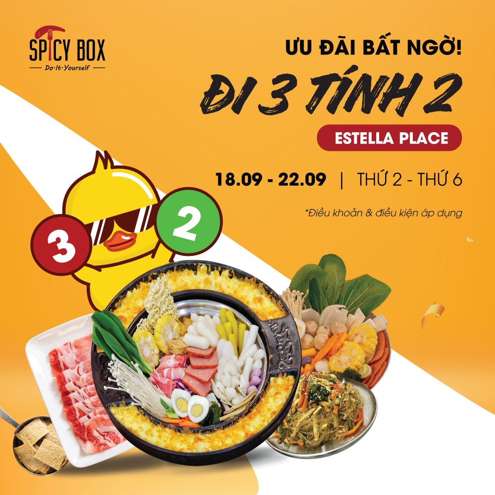 ✨GO 3 FREE 1 BUFFET AT SPICY BOX ESTELLA PLACE, SPECIAL OFFER FOR STUDENTS✨