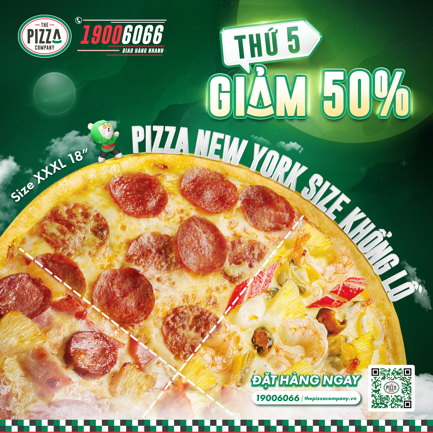 THURSDAY - 50% OFF NEW YORK SIZE GIANT PIZZA