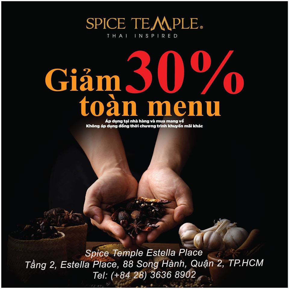 Giảm 30% toàn menu.