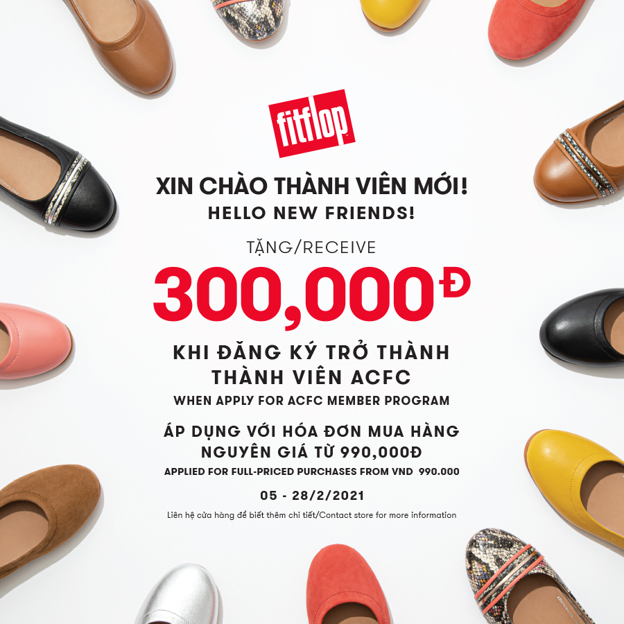 GET VND 300,000 DISCOUNT WHEN SIGN UP AS NEW MEMBERS OF FITFLOP