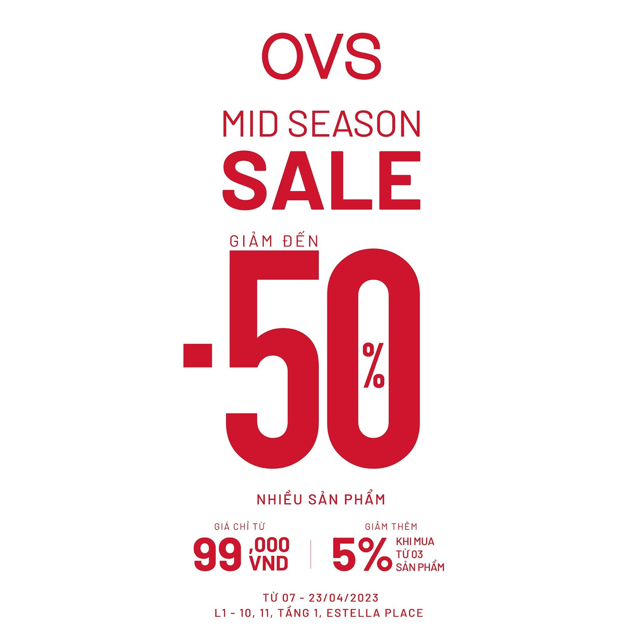 🔥OVS – MID SEASON SALE UP TO 50% - PRICE FROM 99K