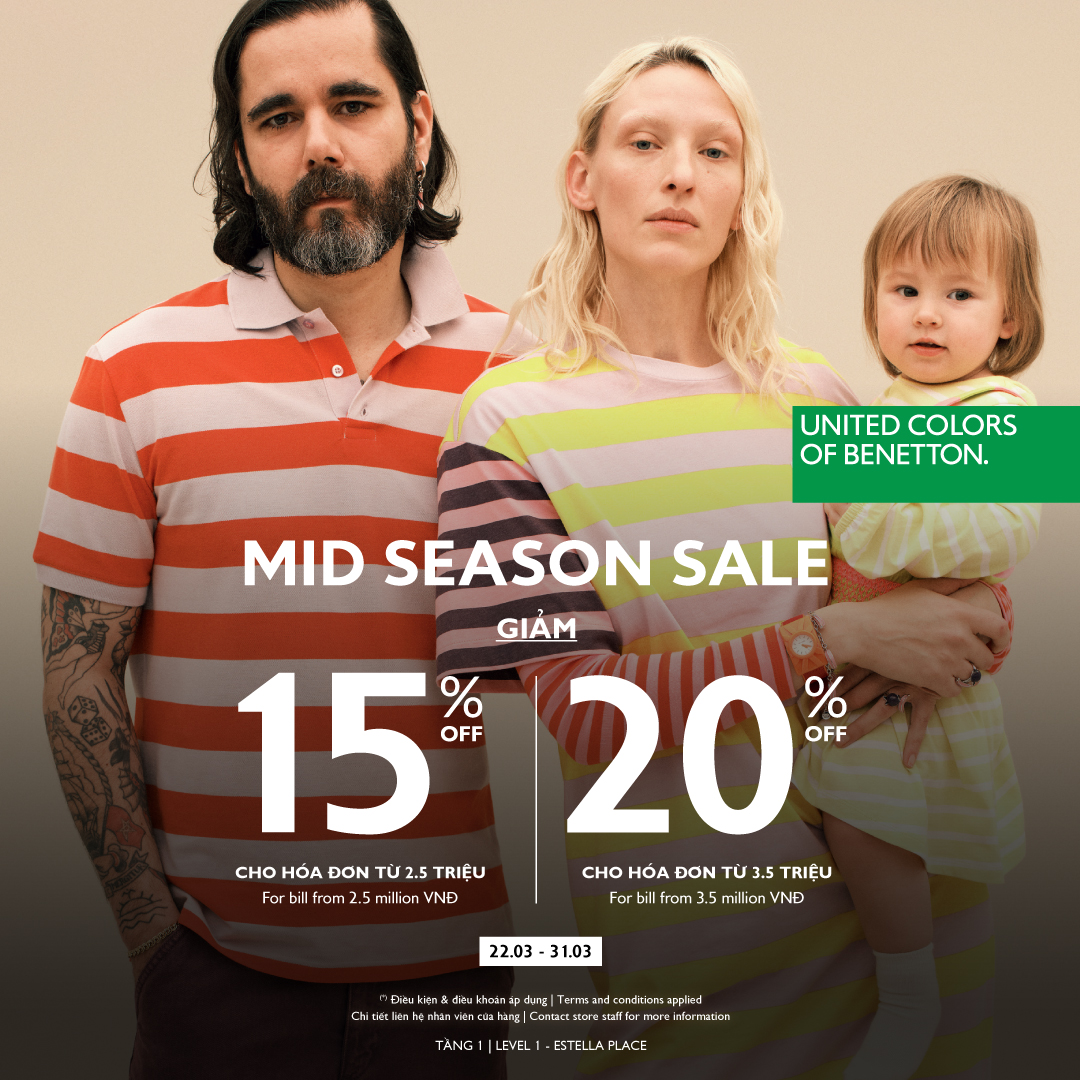 𝗨𝗡𝗜𝗧𝗘𝗗 𝗖𝗢𝗟𝗢𝗥𝗦 𝗢𝗙 𝗕𝗘𝗡𝗘𝗧𝗧𝗢𝗡 - MID SEASON SALE - UP TO 20% OFF FOR ALL ITEMS