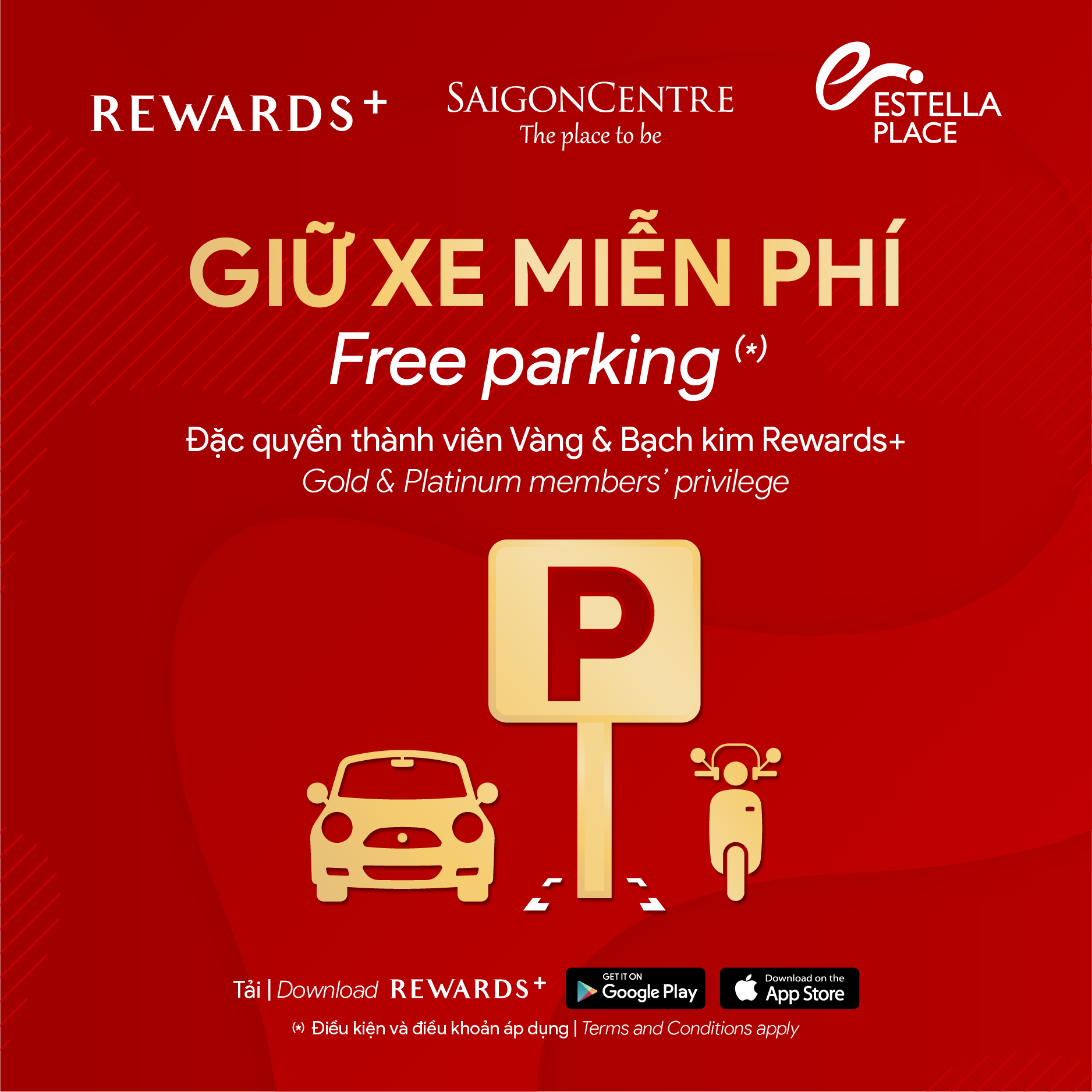 FREE PARKING FOR REWARDS+ GOLD AND PLATINUM MEMBERS