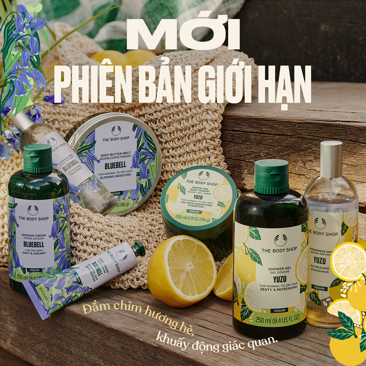 NĂNG LƯỢNG TƯƠI MÁT NGỌT LÀNH CHO LÀN DA TỪ YUZU VÀ HOA BLUEBELL