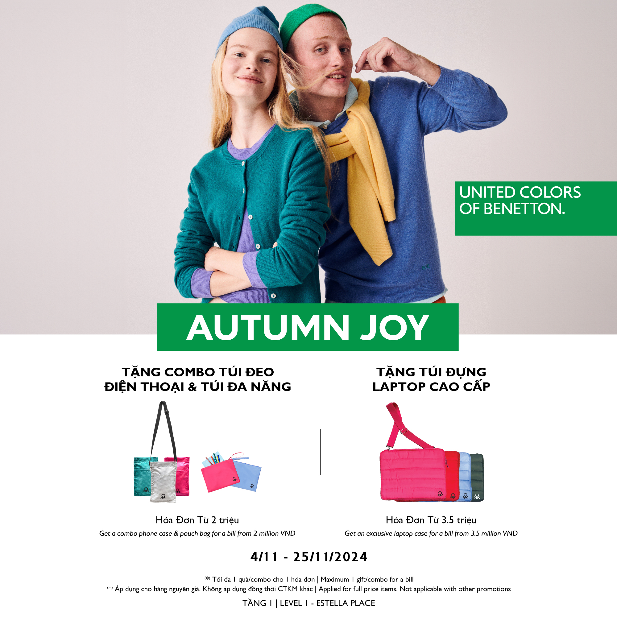 💥𝗨𝗡𝗜𝗧𝗘𝗗 𝗖𝗢𝗟𝗢𝗥𝗦 𝗢𝗙 𝗕𝗘𝗡𝗘𝗧𝗧𝗢𝗡 - AUTUMN JOY – Nhận quà tặng độc quyền từ thương hiệu Ý United Colors of Benetton!