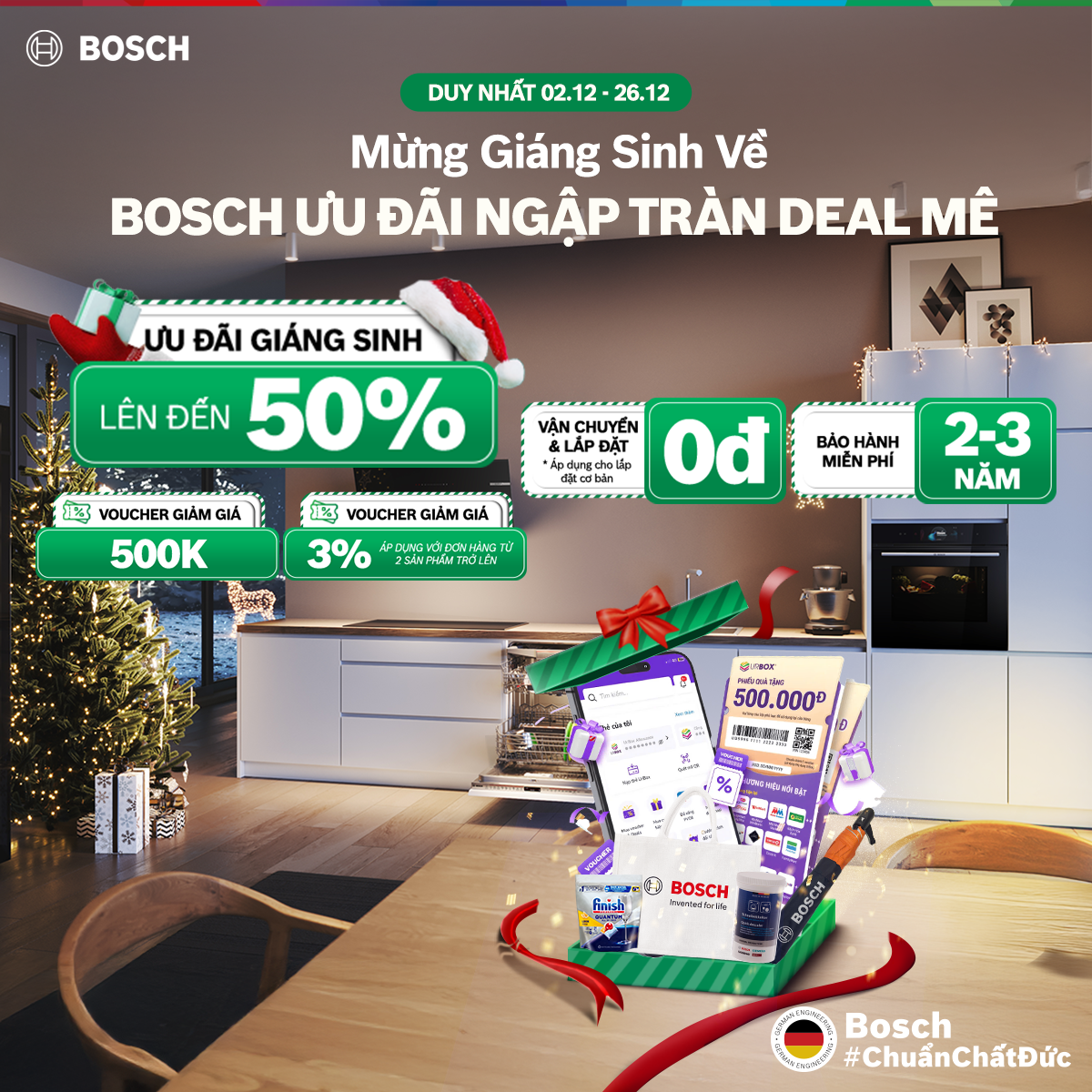 🎄 ƯU ĐÃI GIÁNG SINH LỚN TẠI CỬA HÀNG TRẢI NGHIỆM ĐỒ GIA DỤNG BOSCH 🎄