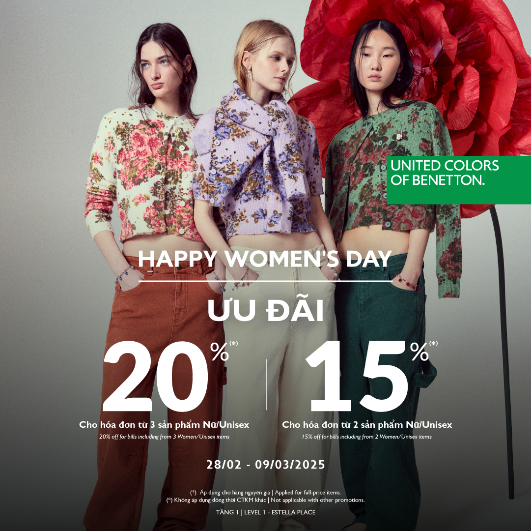 HAPPY WOMEN'S DAY - BENETTON TẶNG PHÁI ĐẸP ƯU ĐÃI LÊN ĐẾN 20%