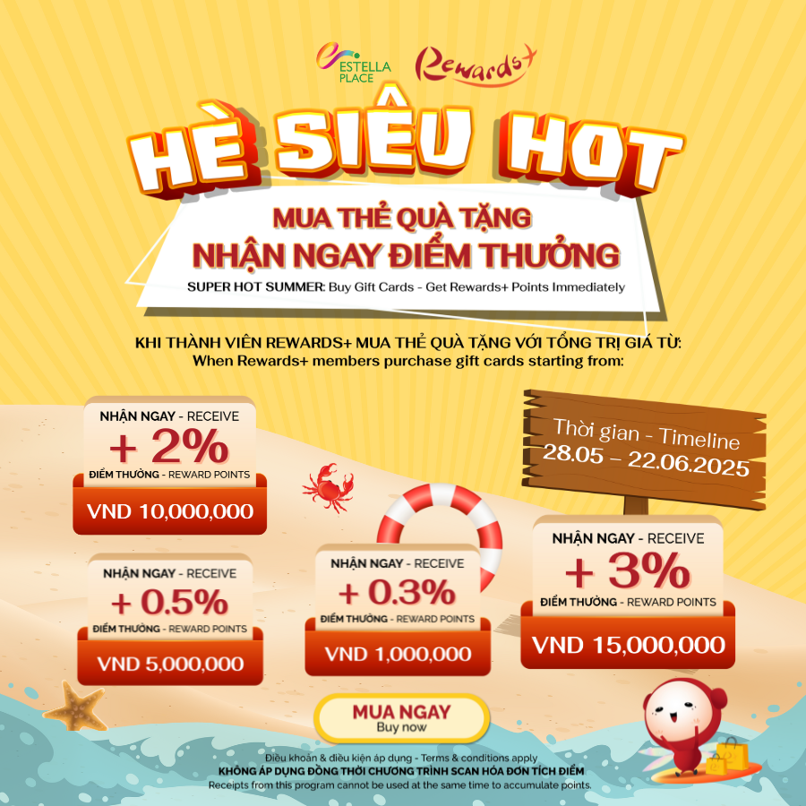 🔥HÈ SIÊU HOT: MUA THẺ QUÀ TẶNG - NHẬN NGAY ĐIỂM THƯỞNG