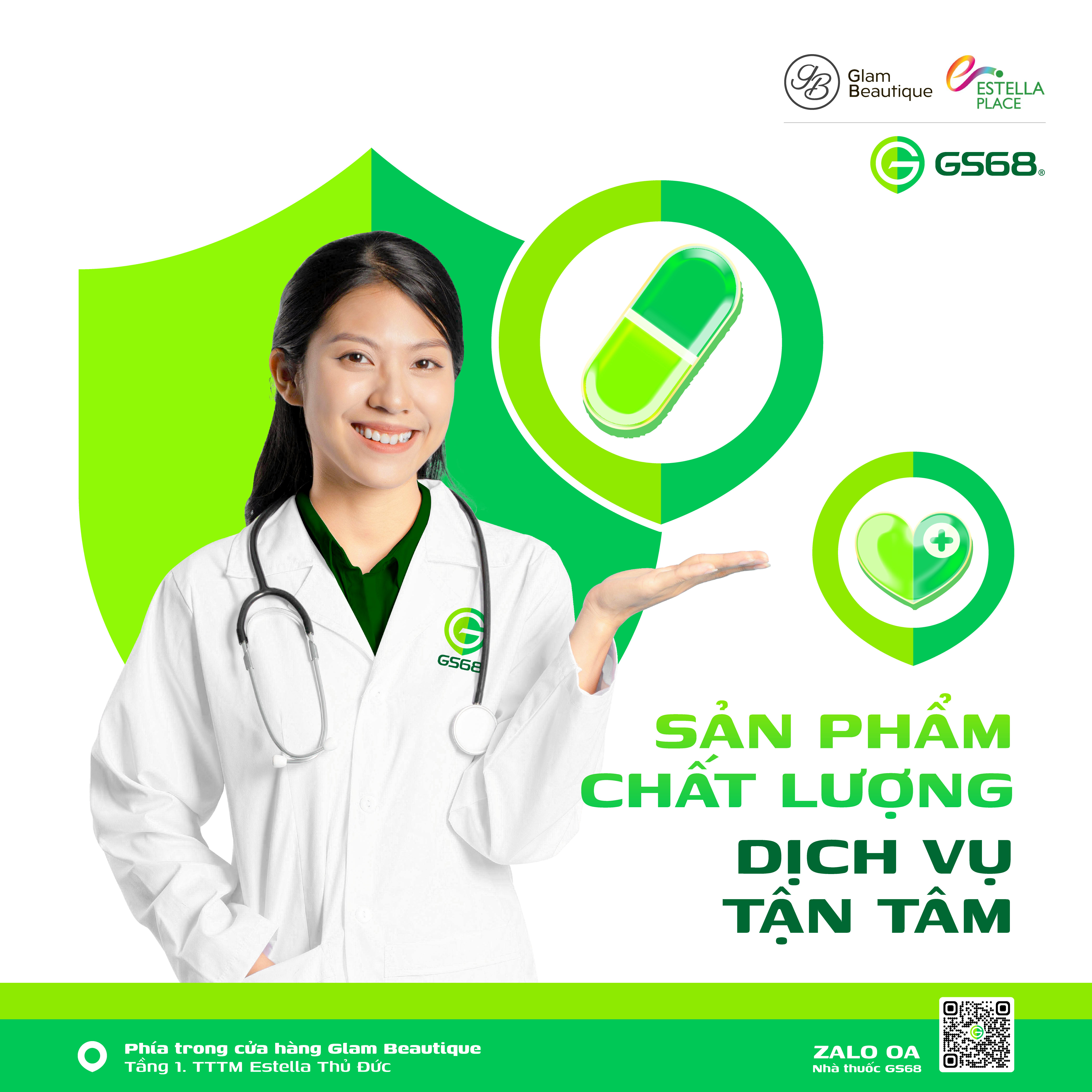 🎉 NHÀ THUỐC GS68 ĐÃ CÓ MẶT TẠI GLAM BEAUTIQUE ESTELLA PLACE! 🎉