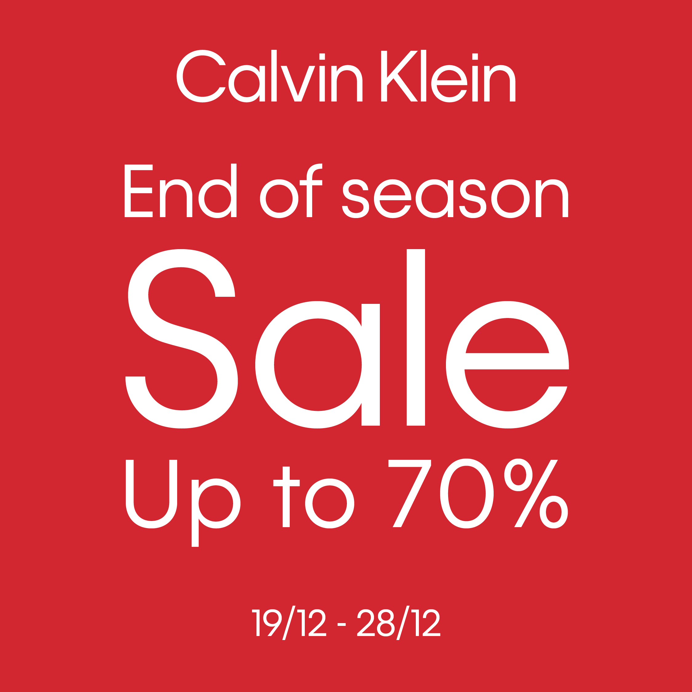 CALVIN KLEIN - END OF SEASON SALE UP TO 70%