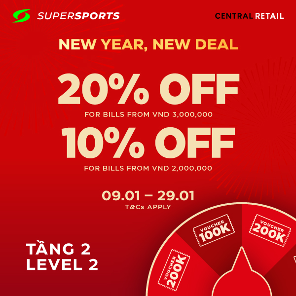 🎉ƯU ĐÃI MỞ MÀN ĐẦU NĂM - CẢ NĂM PHONG ĐỘ SẴN SÀNG VỚI SUPERSPORTS!