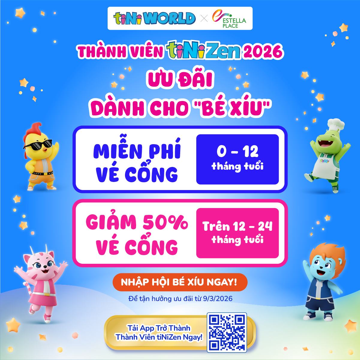 ƯU ĐÃI VÉ CỔNG DÀNH CHO “BÉ XÍU’ TẠI TINIWORLD