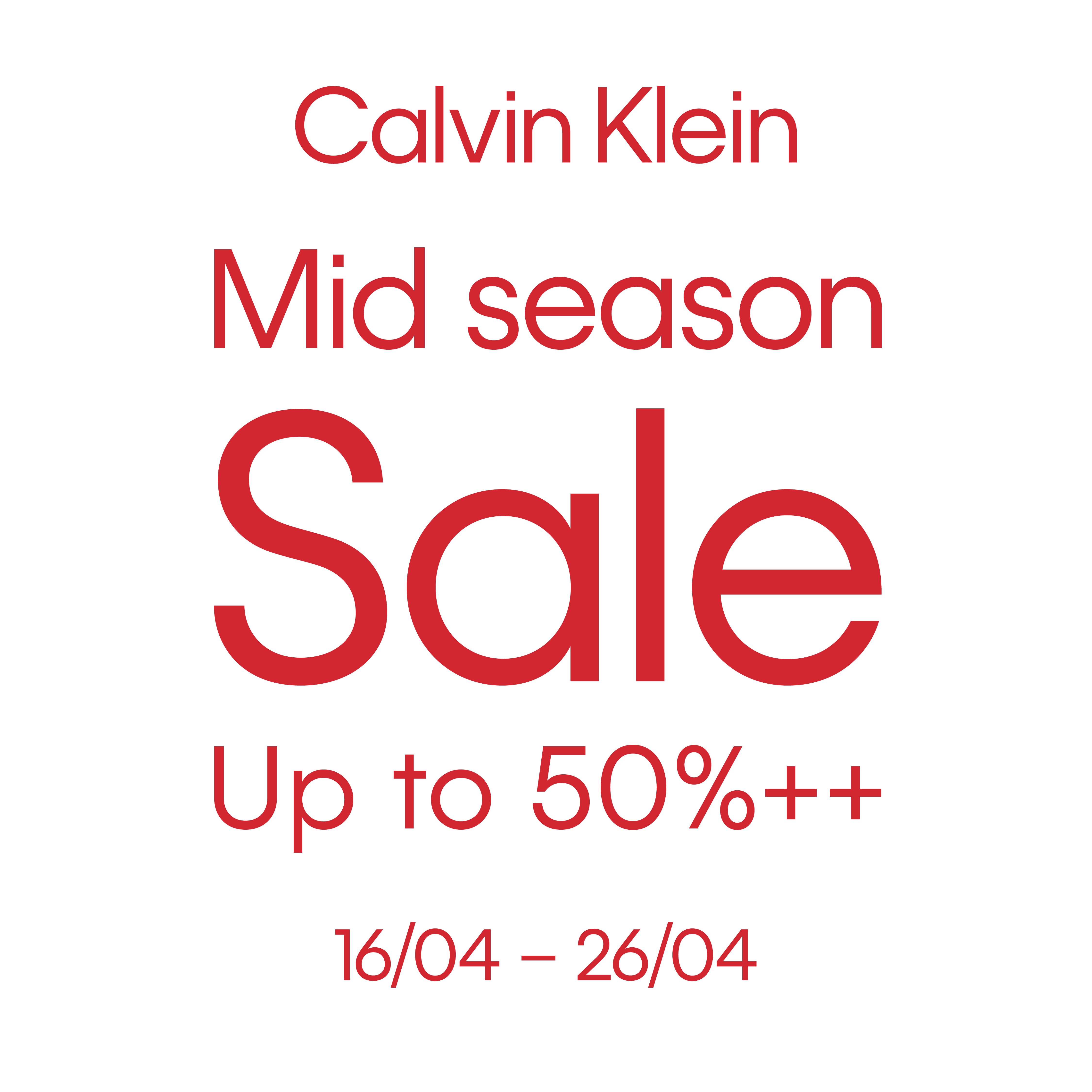 CALVIN KLEIN - MID SEASON SALE - UP TO 50%++