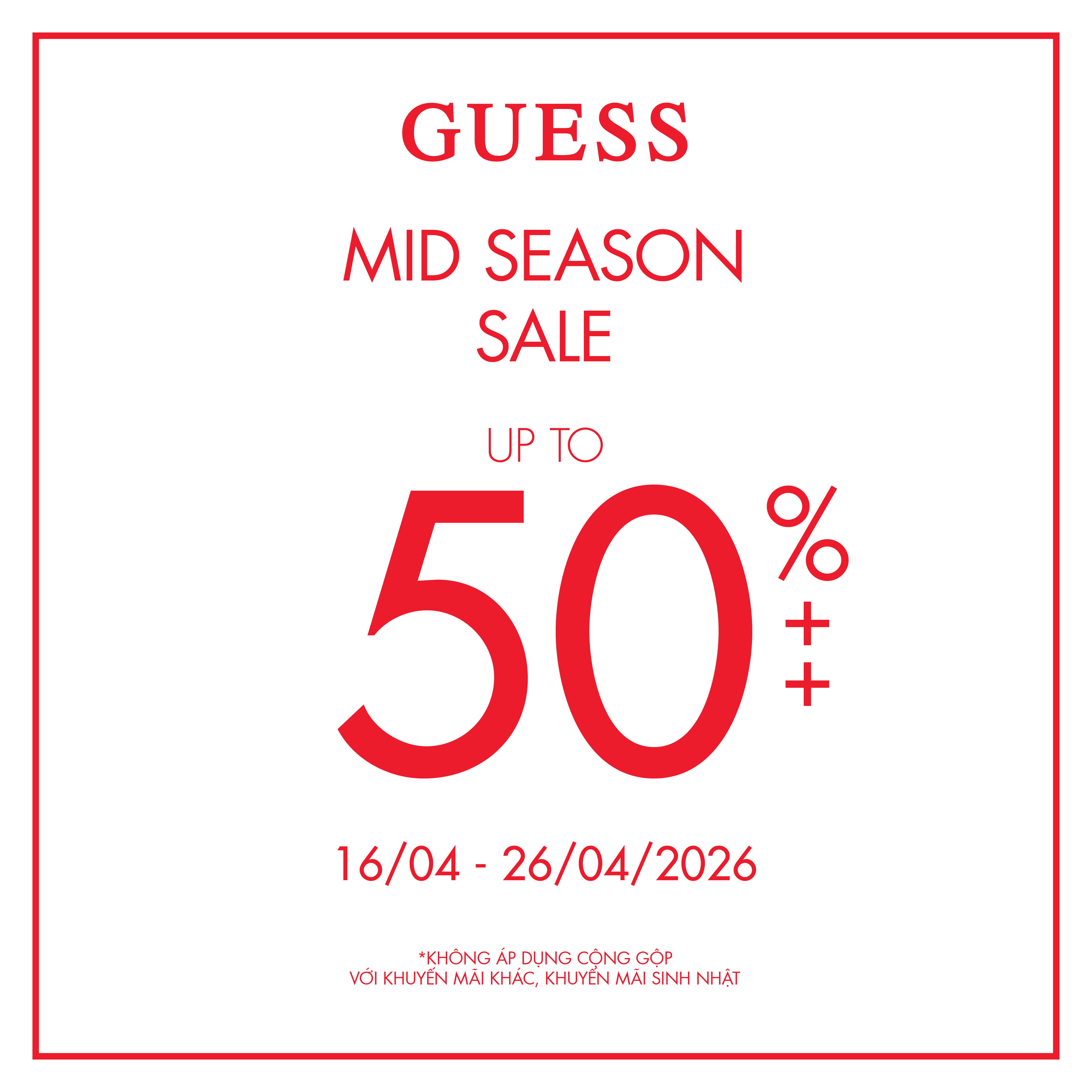 GUESS - MID SEASON SALE - UP TO 50%++