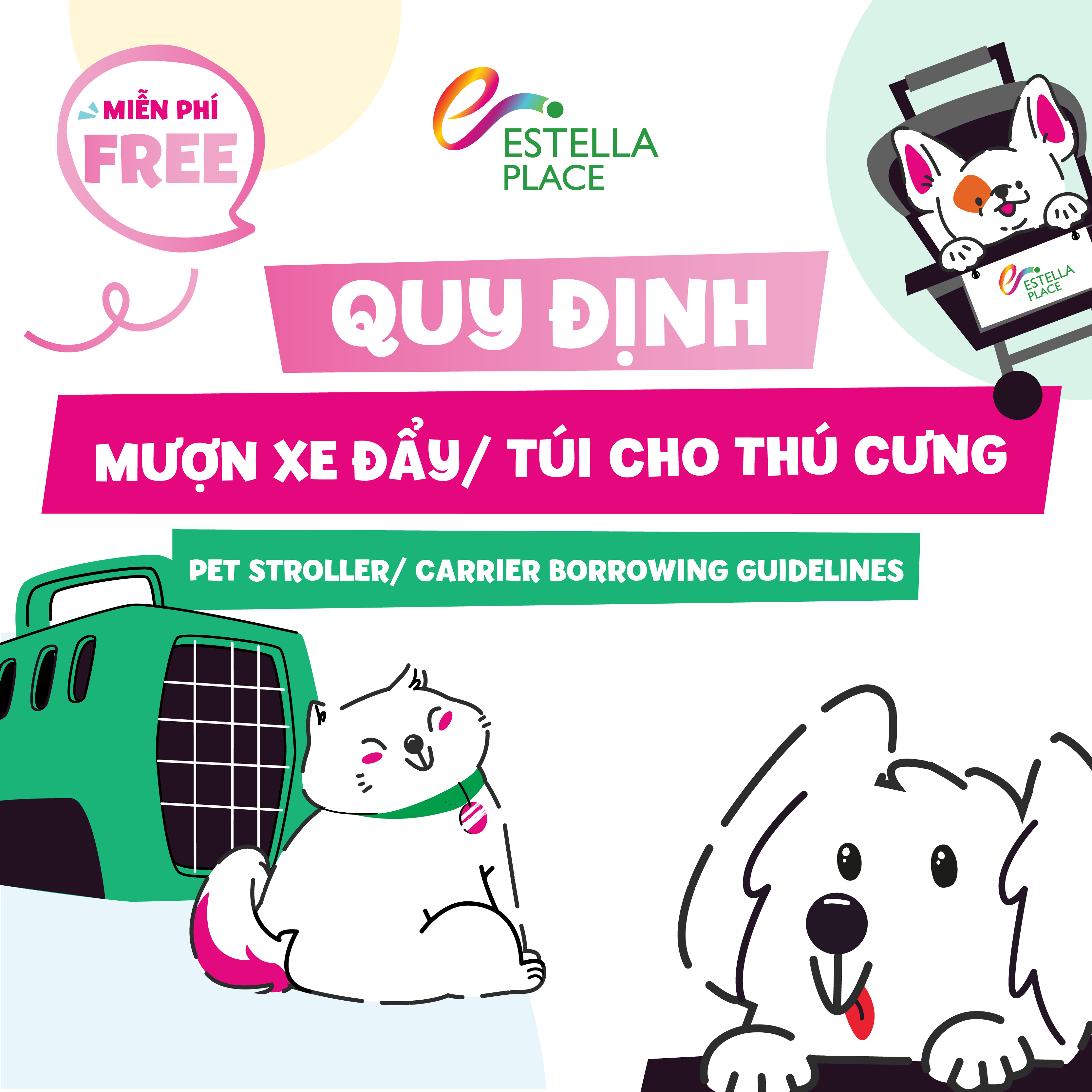 Quy định mượn xe đẩy/túi thú cưng
