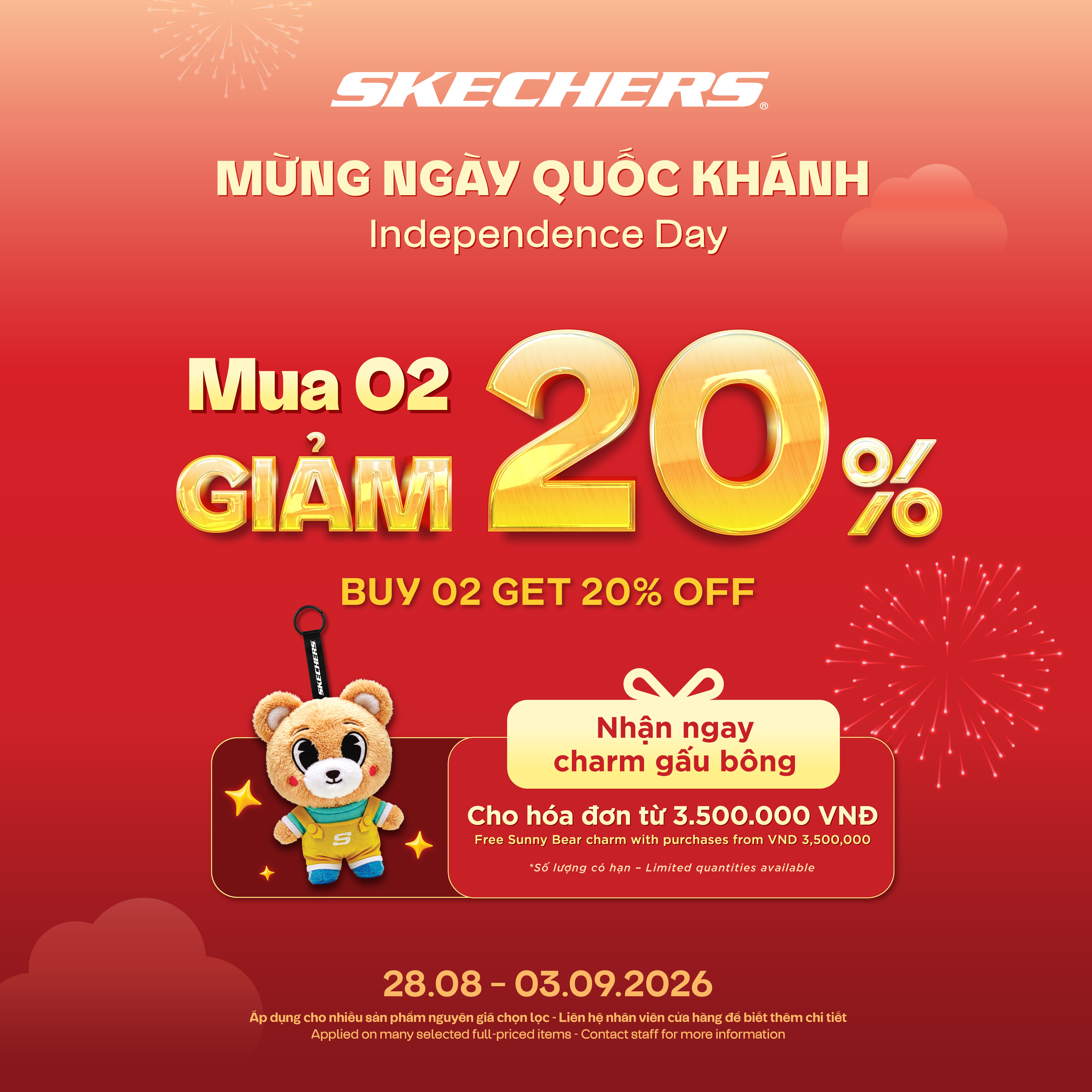 MỪNG LỄ QUỐC KHÁNH – NHẬN ƯU ĐÃI GẤP ĐÔI CÙNG SKECHERS💙